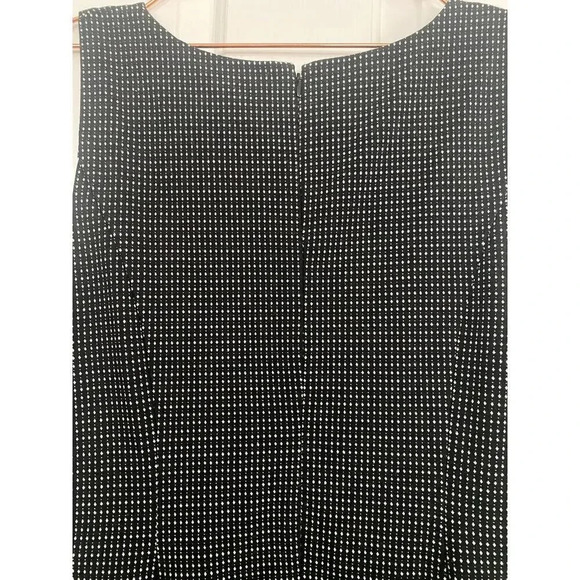 White House Black Market Black Sleeveless Polka Dot A-Line Dress Size 14 - Picture 6 of 6